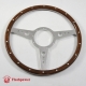 14'' Flat Laminated Wood Steering Wheel w/ plastic horn button