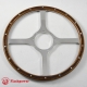 14'' Flat Four Spoke Laminated Wood Steering Wheel w/plastic horn button