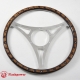 14'' Flat Laminated Wood Steering Wheel with plastic horn button