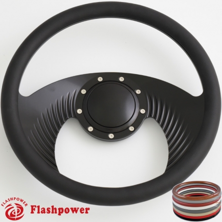 Flashpower 14 Hawk Billet Full Wrap 9 Bolts Steering Wheel with 2 Dish and Horn Button Black 