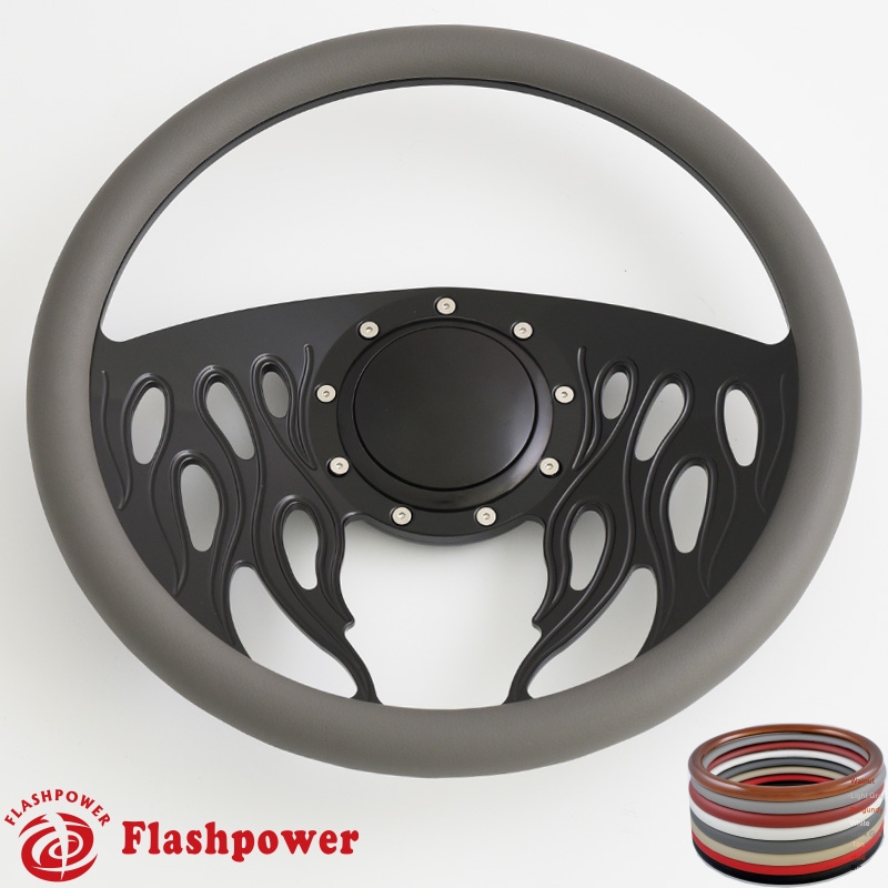 and Installation Adapter Horn Flame Boat Steering Wheel 14 Inch Aluminum With Carbon Fiber Vinyl Half Wrap 