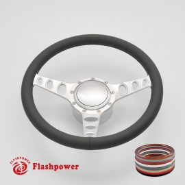 Cruisin 14" Satin Billet Steering Wheel Kit Full Wrap with Horn Button and Adapter