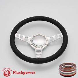 Cruisin 14" Satin Billet Steering Wheel with Full Wrap and Horn Button