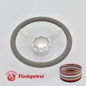 5-String Banjo 15.5" Polished Billet Steering Wheel Kit Full Wrap with Horn Button and Adapter