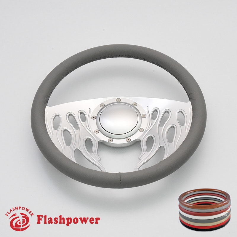 Flashpower 14Satin Billet Banjo Full Wrap 9 Bolts Steering Wheel with 2 Dish and Horn Button Walnut Wood 