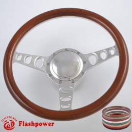 Cruisin 14" Polished Billet Steering Wheel Kit Half Wrap with Horn Button and Adapter