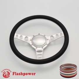 Cruisin 15.5" Satin Billet Steering Wheel with Half Wrap and Horn Button