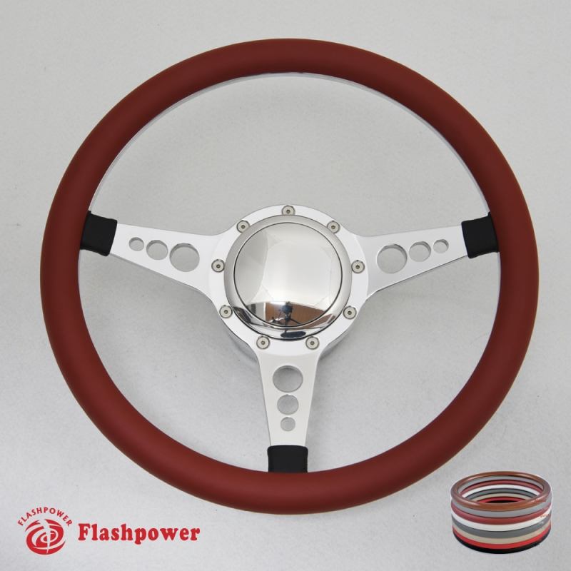 14'' Billet Steering Wheels Red Half Wrap Muscle car  GM GTO Firebird Bonneville