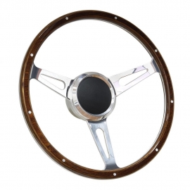 15" Classic Wood Boat Steering Wheel polished w/ 3/4" Keyway Adapter 
