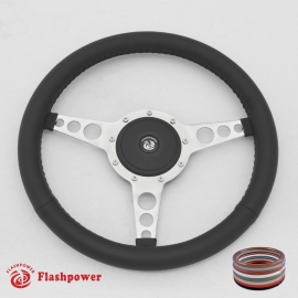14" Classic Wrapped Steering Wheel 9 bolt with Horn Button
