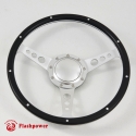 14'' Laminated Black Forest Wood Satin Steering Wheel with Horn Button