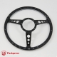 14'' Laminated Black Forest Wood Black Steering Wheel with Billet Horn Button