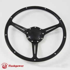 14'' Laminated Black Forest Wood Steering Wheel with Horn Button