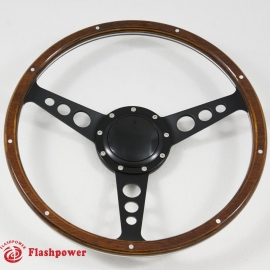 15" Classic Steering Wheel Black with Billet  Horn Button