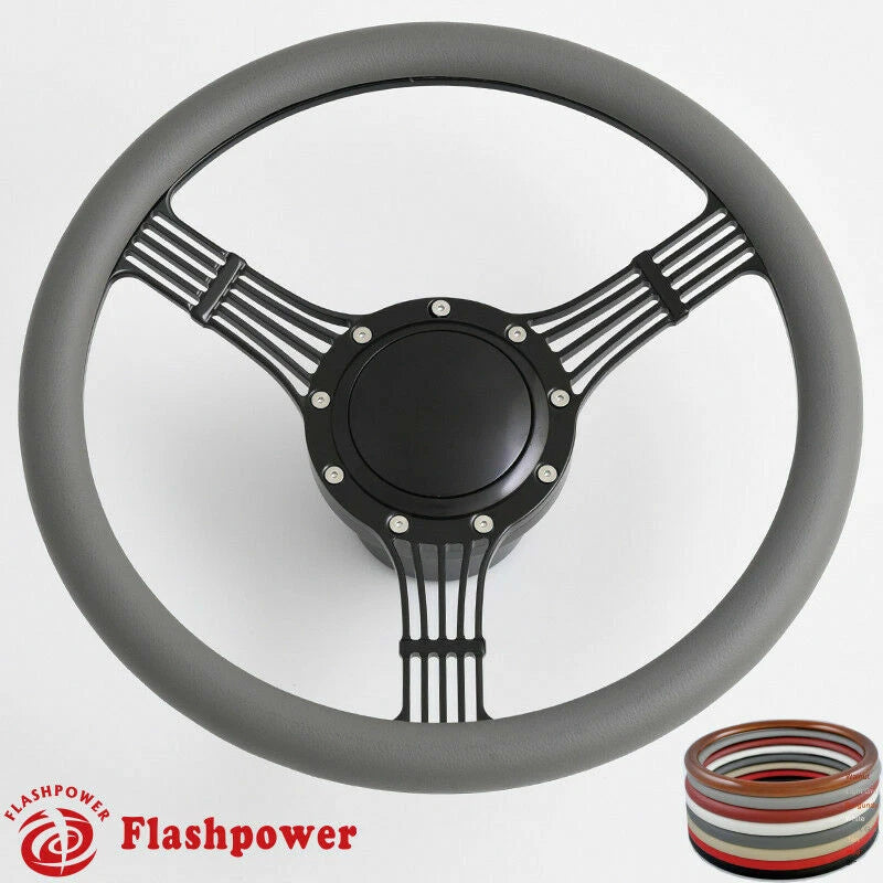 14'' Bonjo Billet Steering Wheel Black Half Wrap w/ Horn & Adapter for GMC GTO