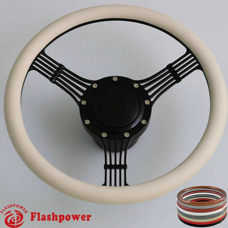 14'' Bonjo Billet Steering Wheel Black Half Wrap w/ Horn & Adapter for GMC GTO