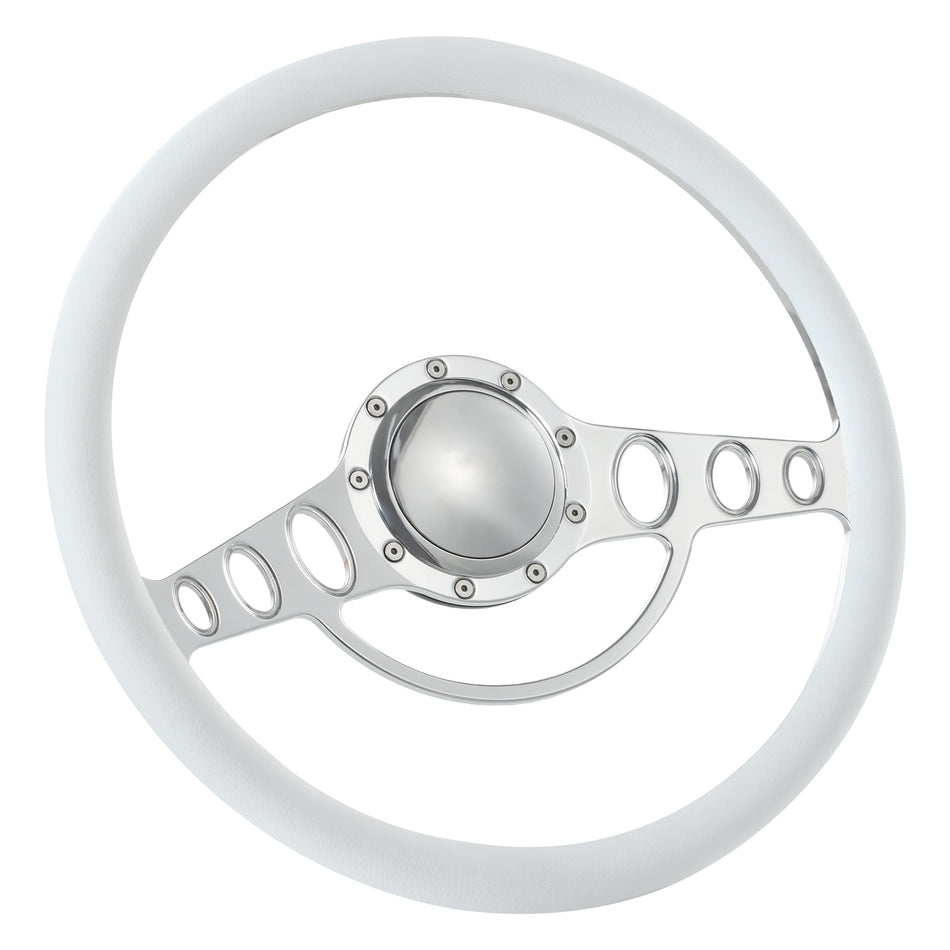 15.5'' Billet 9 Bolt Good Times Steering Wheels Half Wrap Restoration Parisienne Catalina GM Polished