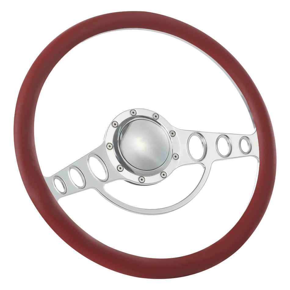 15.5'' Billet 9 Bolt Good Times Steering Wheels Half Wrap Restoration Parisienne Catalina GM Polished