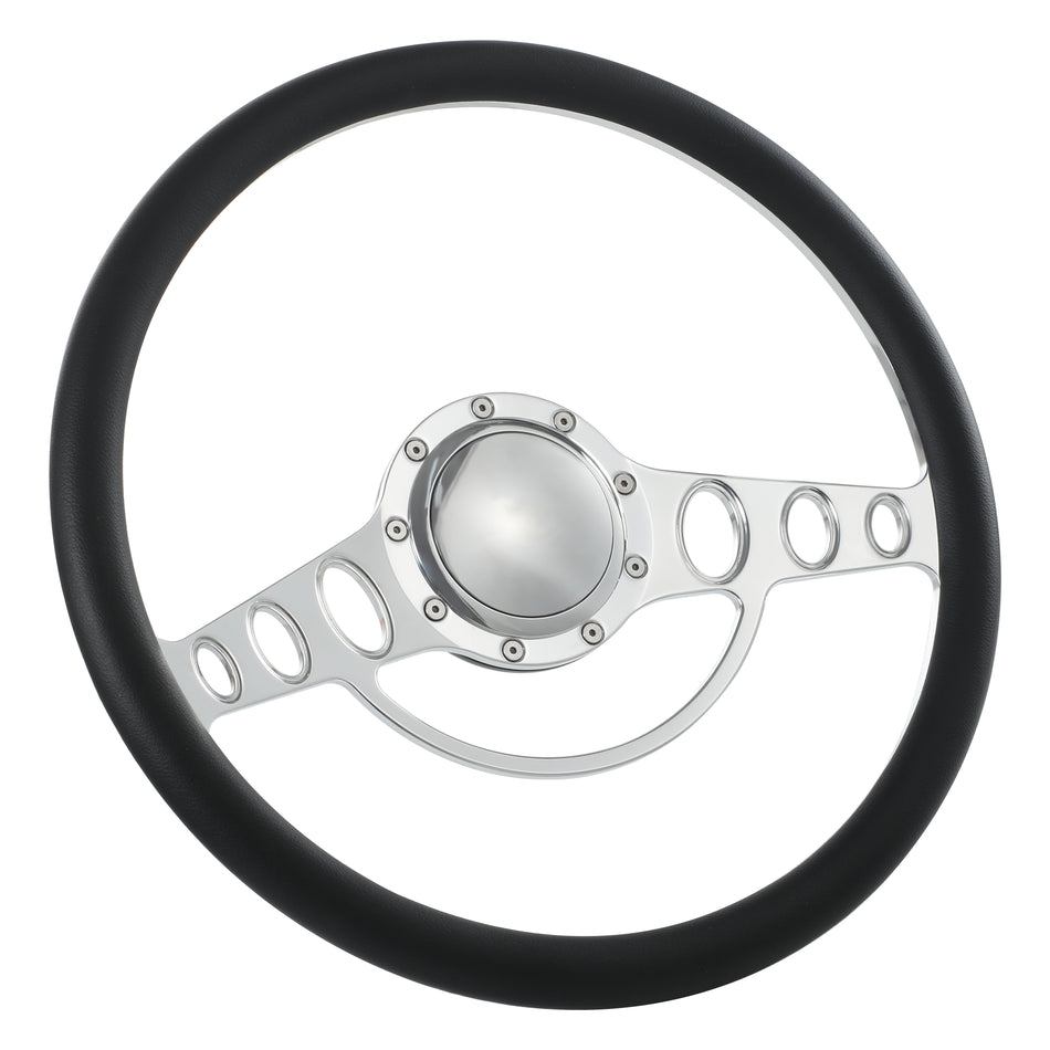 15.5'' Billet 9 Bolt Good Times Steering Wheels Half Wrap Restoration Parisienne Catalina GM Polished