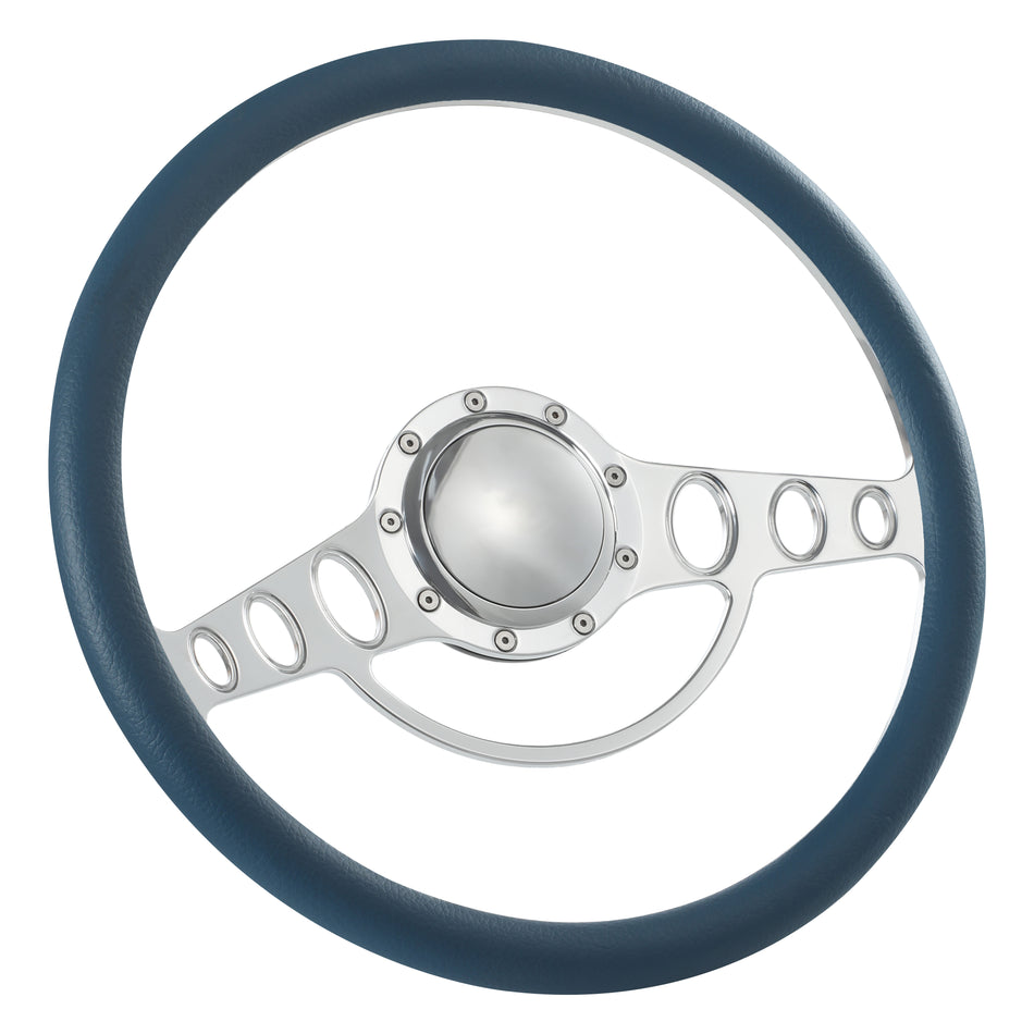 15.5'' Billet 9 Bolt Good Times Steering Wheels Half Wrap Restoration Parisienne Catalina GM Polished