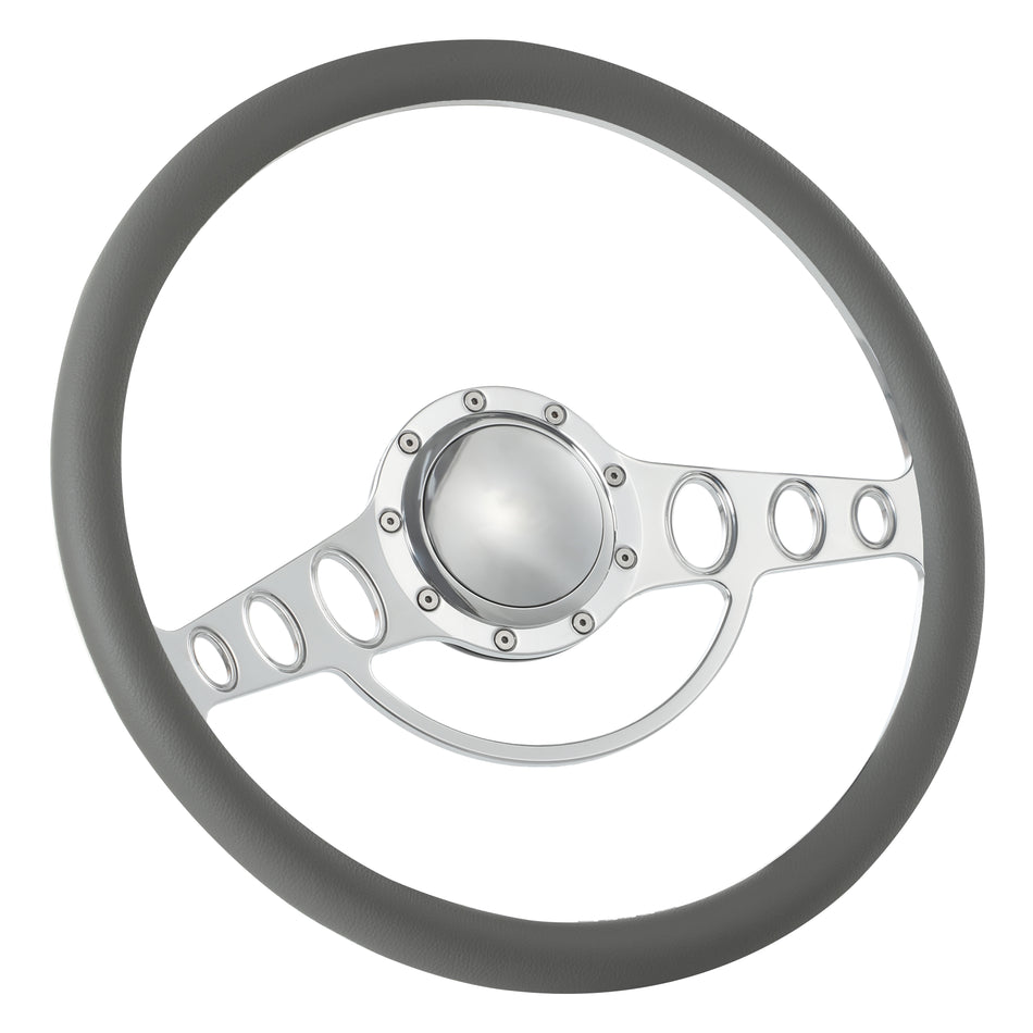 15.5'' Billet 9 Bolt Good Times Steering Wheels Half Wrap Restoration Parisienne Catalina GM Polished