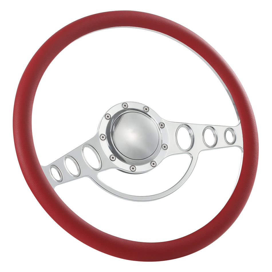 15.5'' Billet 9 Bolt Good Times Steering Wheels Half Wrap Restoration Parisienne Catalina GM Polished