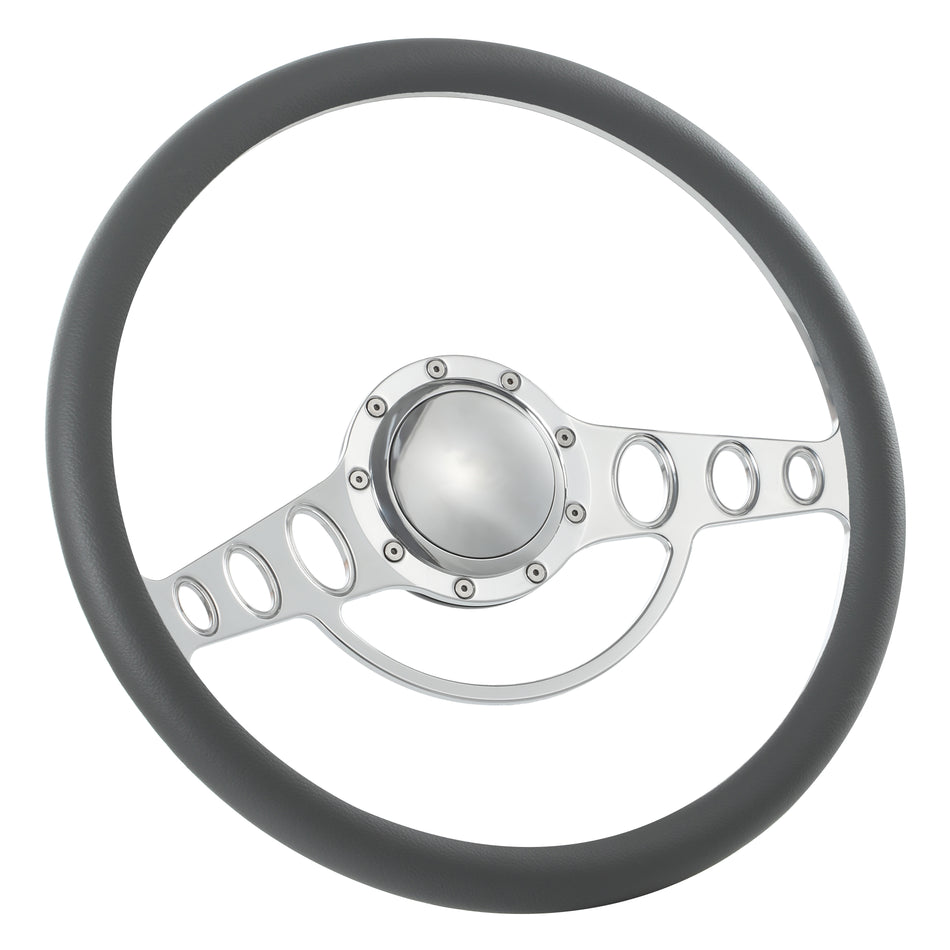 15.5'' Billet 9 Bolt Good Times Steering Wheels Half Wrap Restoration Parisienne Catalina GM Polished