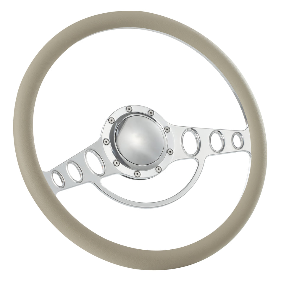 15.5'' Billet 9 Bolt Good Times Steering Wheels Half Wrap Restoration Parisienne Catalina GM Polished