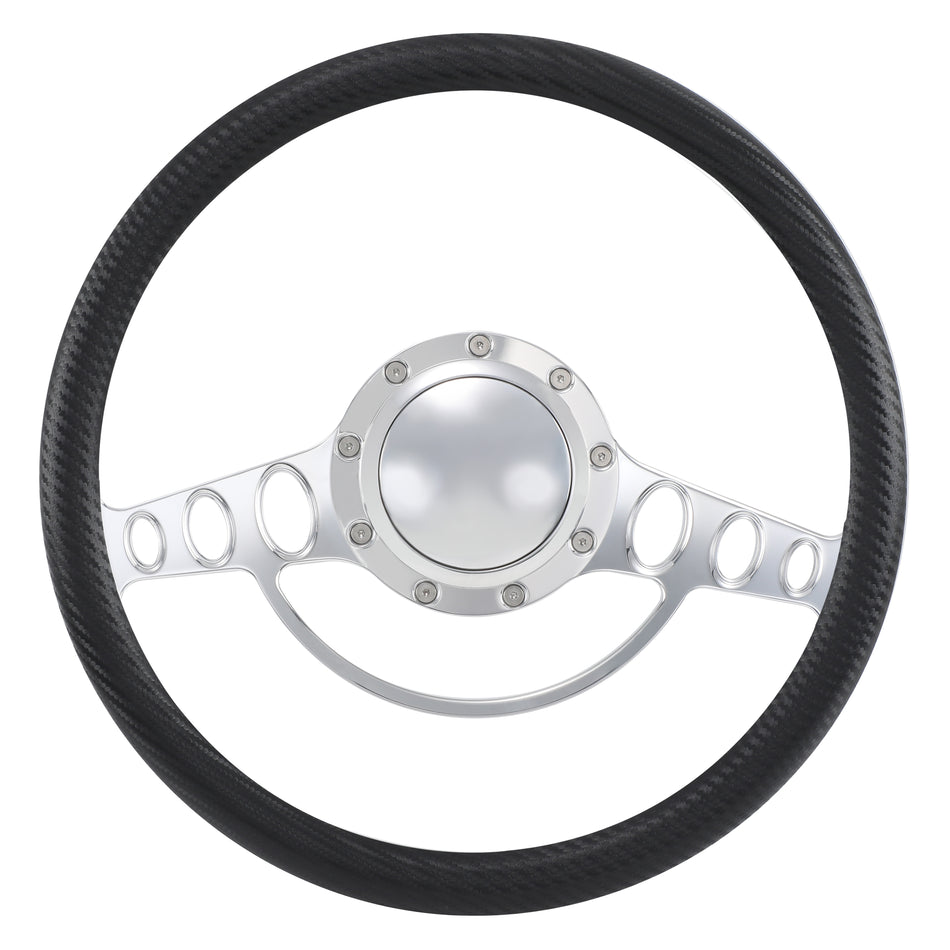 15.5'' Billet 9 Bolt Good Times Steering Wheels Half Wrap Restoration Parisienne Catalina GM Polished
