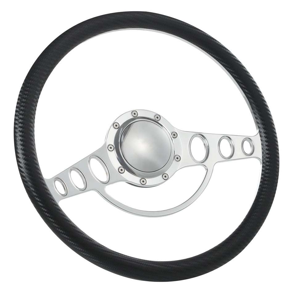 15.5'' Billet 9 Bolt Good Times Steering Wheels Half Wrap Restoration Parisienne Catalina GM Polished