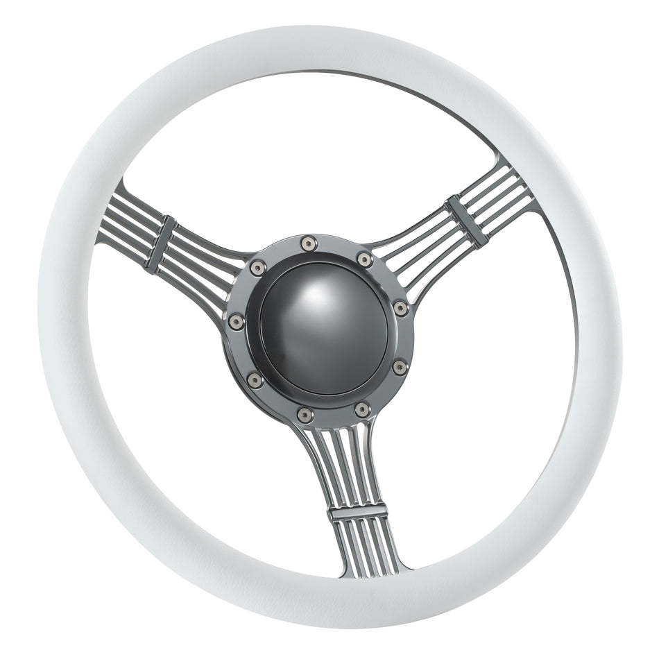 14'' Gun Metal Billet 9 Bolt Banjo Steering Wheel Ranger GM Chevy Impala W/Horn