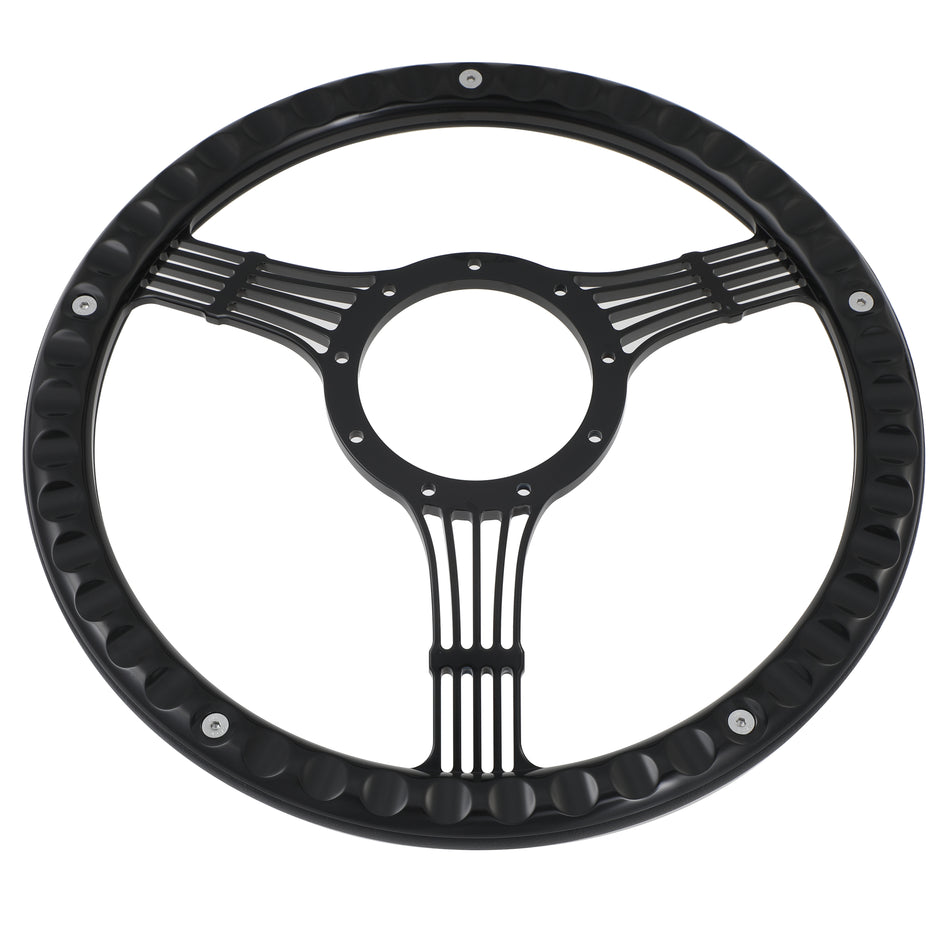 14'' schwarze Billet-Lenkräder mit 9-Loch-Banjo-Befestigung, halbseitig ummantelt, passend für Wrangler, GMC, Cherokee und Jeep, mit Hupe