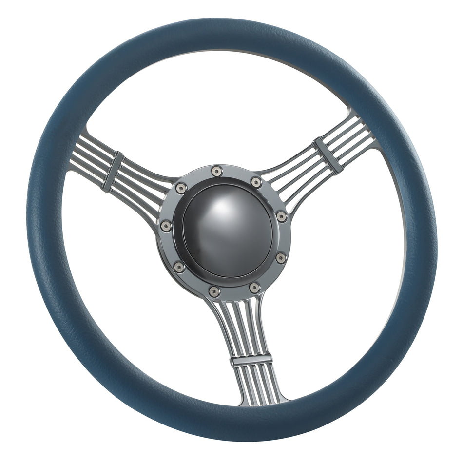 14'' Gun Metal Billet 9 Bolt Banjo Steering Wheel Ranger GM Chevy Impala W/Horn