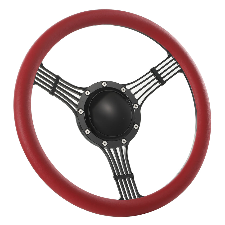 14'' Black Billet 9 Bolt Banjo Steering Wheels Half Wrap Wrangler GMC Cherokee Jeep w/ Horn