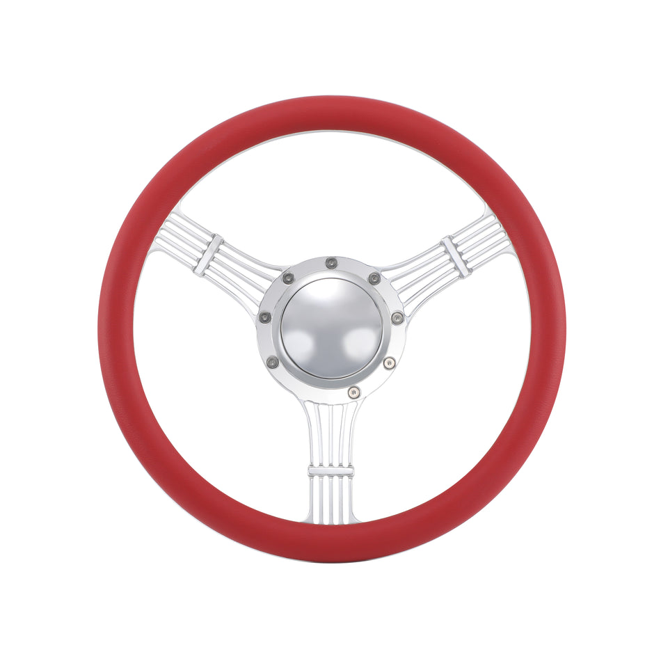 14'' Billet 9 Bolt Banjo Steering Wheels Half Wrap Wrangler YJ Cherokee Jeep w/ Horn Polished