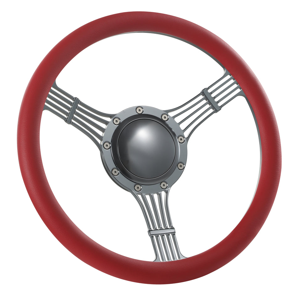 14'' Gun Metal Billet 9 Bolt Banjo Steering Wheel Ranger GM Chevy Impala W/Horn