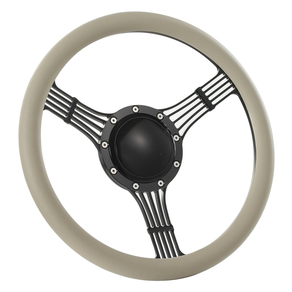 14'' Black Billet 9 Bolt Banjo Steering Wheels Half Wrap Wrangler GMC Cherokee Jeep w/ Horn