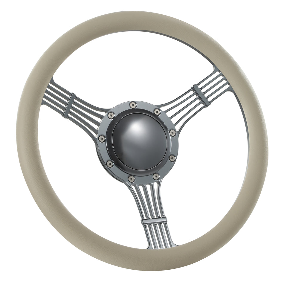 14'' Gun Metal Billet 9 Bolt Banjo Steering Wheel Ranger GM Chevy Impala W/Horn