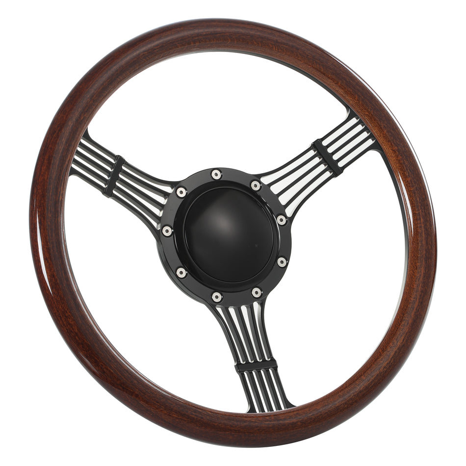 14'' Black Billet 9 Bolt Banjo Steering Wheels Half Wrap Wrangler GMC Cherokee Jeep w/ Horn
