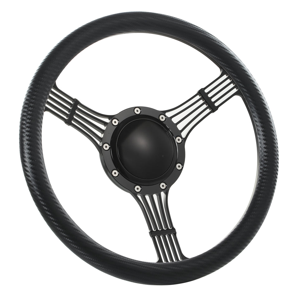 14'' Black Billet 9 Bolt Banjo Steering Wheels Half Wrap Wrangler GMC Cherokee Jeep w/ Horn