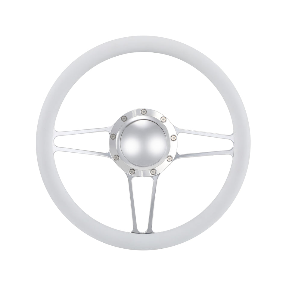 14'' Billet 9 Bolt Tridon Steering Wheels Half Wrap Wrangler GMC Cherokee Jeep w/ Horn Polished