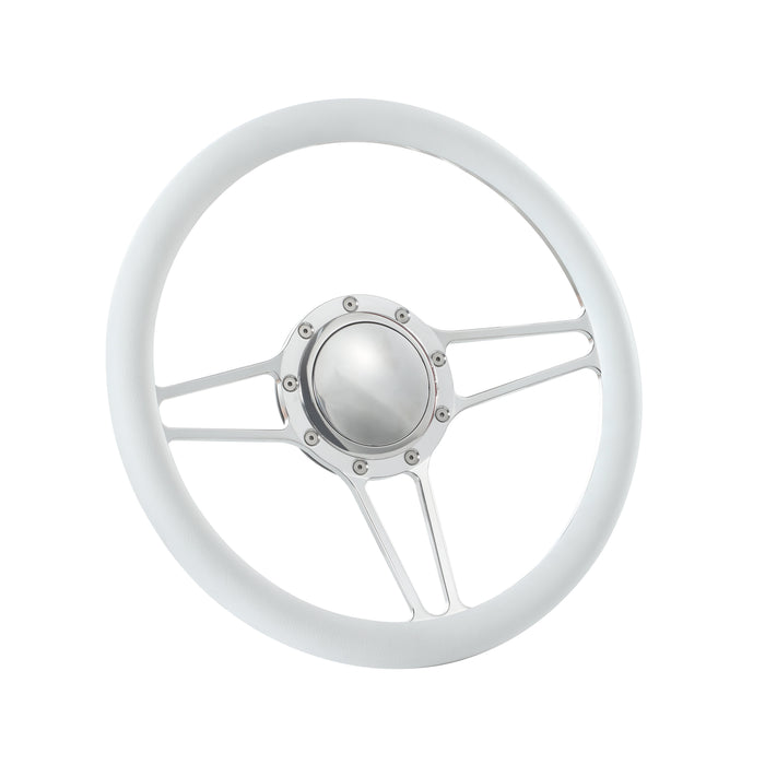 14'' Billet 9-Bolt Tridon Lenkräder, halb ummantelt, Wrangler, GMC, Cherokee, Jeep mit Hupe, poliert