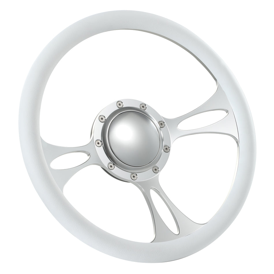14'' Billet 9 Bolt Vectr Steering Wheels Half Wrap Bronco F150 Mercury Capri Lincoln w/ Horn Satin