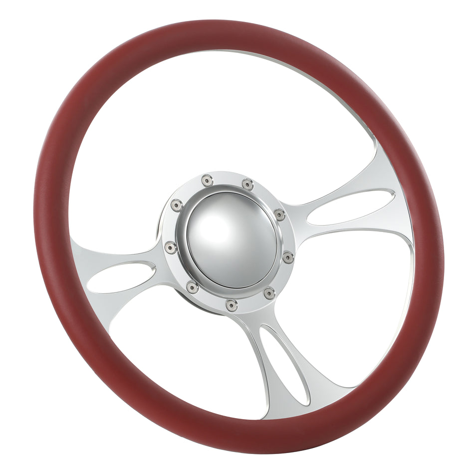 14'' Billet 9 Bolt Vectr Steering Wheels Half Wrap Bronco F150 Mercury Capri Lincoln w/ Horn Satin