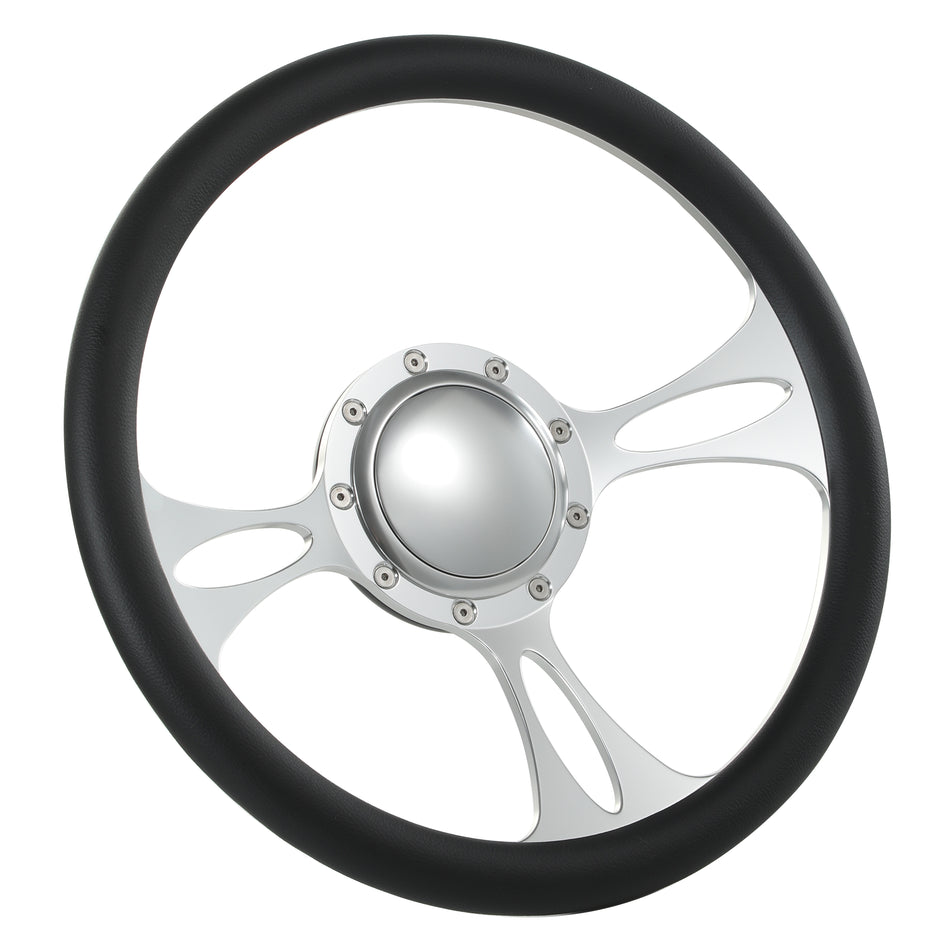 14'' Billet 9 Bolt Vectr Steering Wheels Half Wrap Bronco F150 Mercury Capri Lincoln w/ Horn Satin