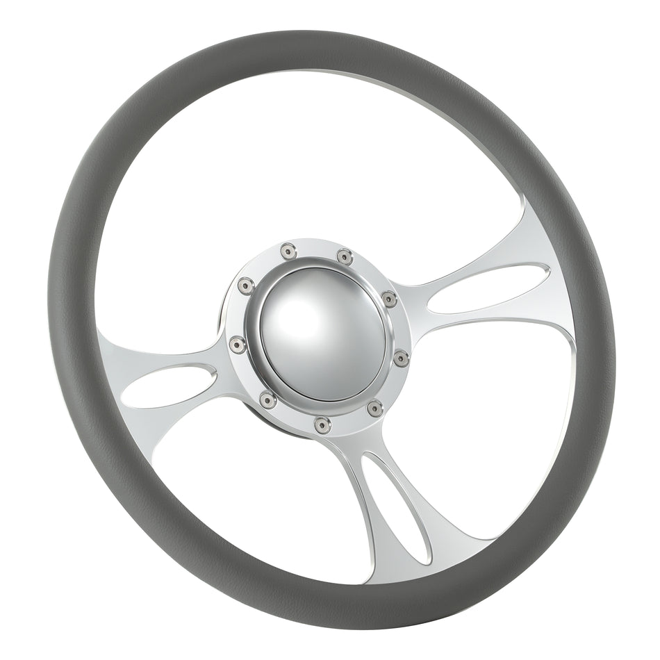 14'' Billet 9 Bolt Vectr Steering Wheels Half Wrap Bronco F150 Mercury Capri Lincoln w/ Horn Satin