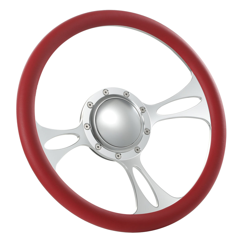 14'' Billet 9 Bolt Vectr Steering Wheels Half Wrap Bronco F150 Mercury Capri Lincoln w/ Horn Satin