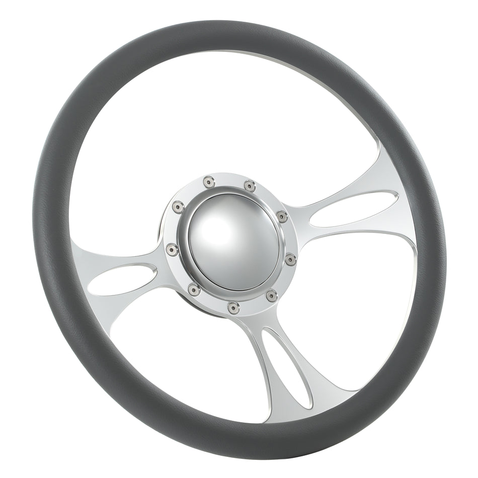 14'' Billet 9 Bolt Vectr Steering Wheels Half Wrap Bronco F150 Mercury Capri Lincoln w/ Horn Satin