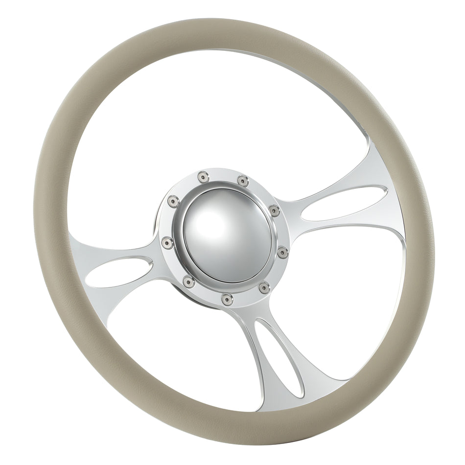 14'' Billet 9 Bolt Vectr Steering Wheels Half Wrap Bronco F150 Mercury Capri Lincoln w/ Horn Satin