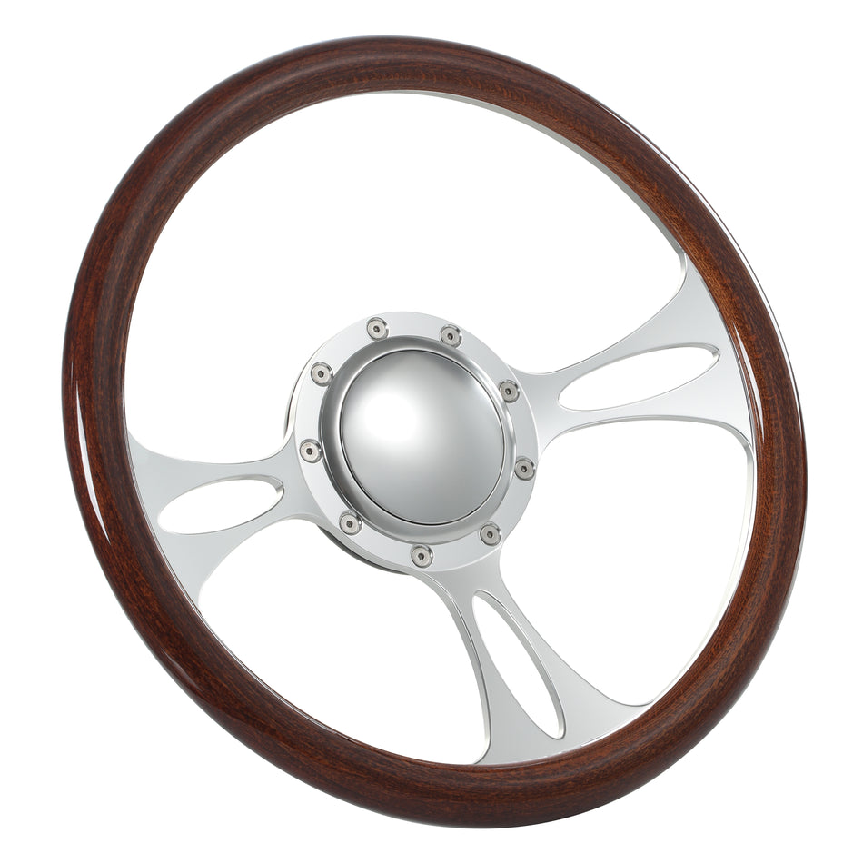 14'' Billet 9 Bolt Vectr Steering Wheels Half Wrap Bronco F150 Mercury Capri Lincoln w/ Horn Satin